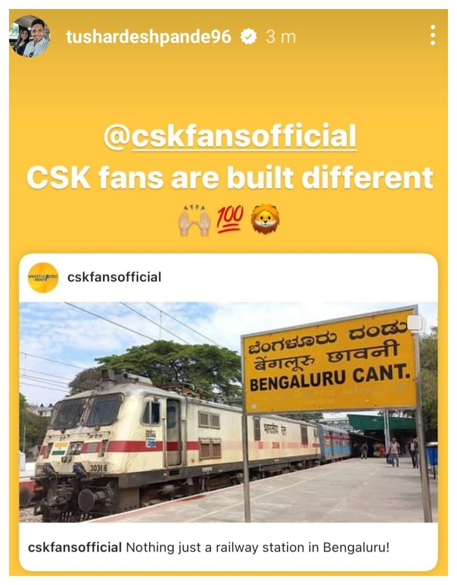 Screenshot of Tushar Deshpande's deleted Instagram story